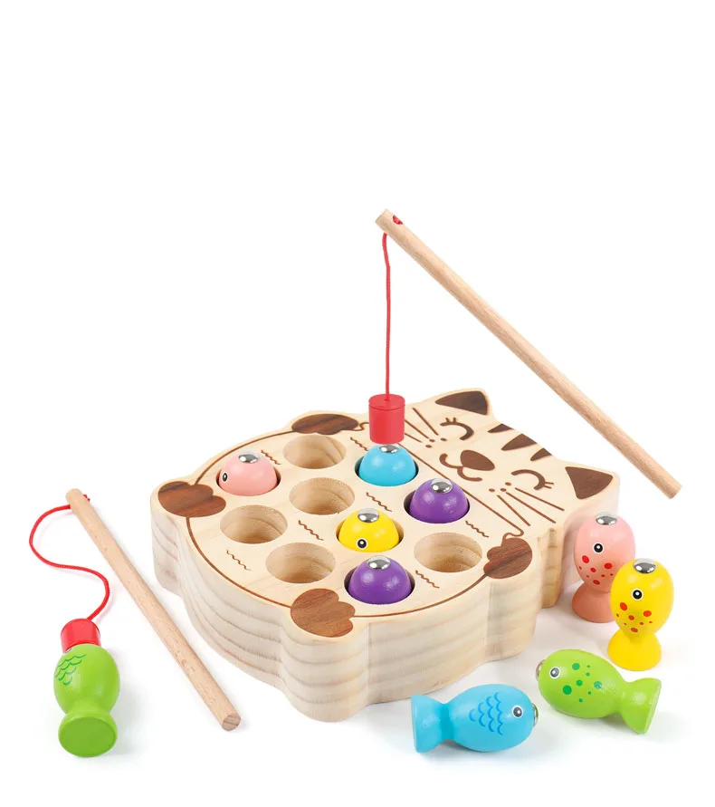 Preschool Wooden Montessori Toys Magnetic Fishing Game Baby Puzzle Early Education Teaching Aids Math Toy For Children Girl Gift