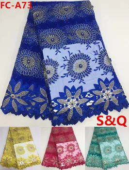 

Hot sale beautiful african french lace fabric with beads guipure lace fabric latest african laces nigerian lace fabrics FC-A73