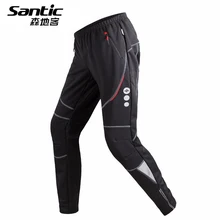 Santic светоотражающие велосипедные брюки Зимние флисовые Термальность Для мужчин велопробег Брюки Спорт на открытом воздухе Mtb горные Костюмы Брюки велосипедов