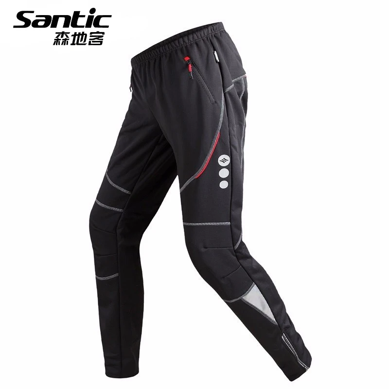 

Santic Reflective Cycling Pants Winter Fleece Thermal Men Ride Bike Trousers Outdoor Sports Mtb Downhill Clothing Bicycle Pants