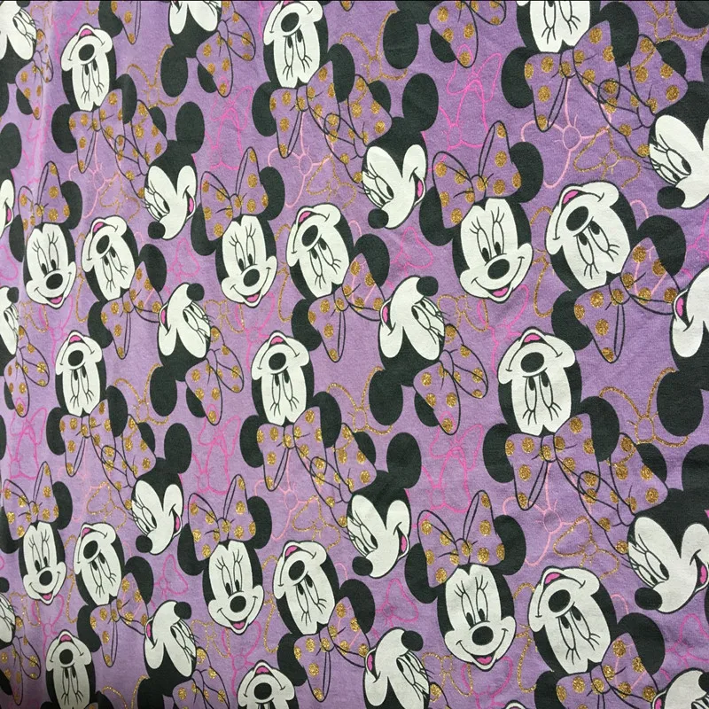 

Lovely purple Minnie cotton knit fabrics Cloth plain weave DIY baby clothes coat material dress Sewing Textile Tilda 02