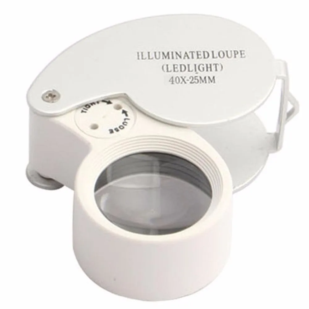 40x 25mm Glass Magnifying Magnifier Jeweler Eye Jewelry Loupe Loop LED