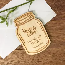 Мейсон баночка деревянная сохранить дату магниты, на заказ выгравированы, деревенская свадьба, деревенская свадьба