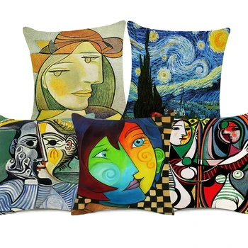 

Pablo Picasso Famous Paintings Cushion Covers The Starry Night Surrealism Abstract Art Pillow Cover Sofa Couch Linen Pillowcase