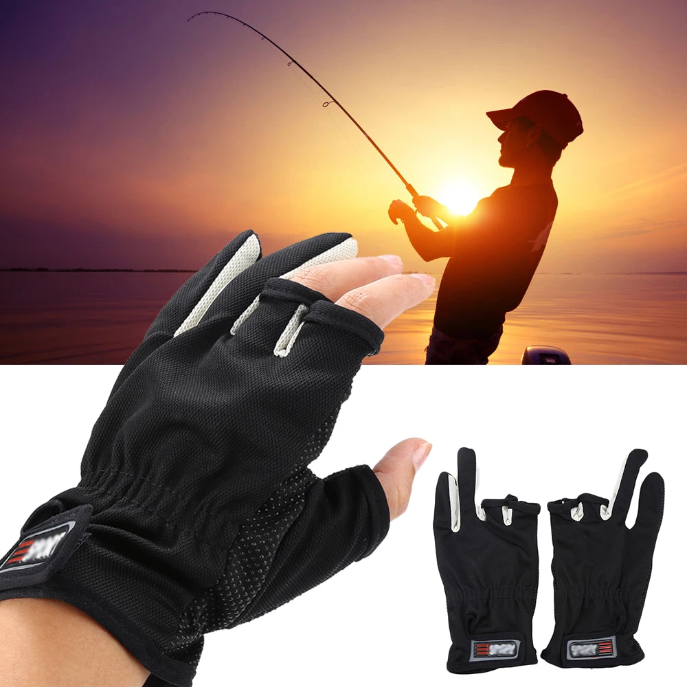 1 пара, 2 шт., новые рыболовные аксессуары, дизайн, прочные, противоскользящие, 3 вырезанных пальца, перчатки для рыбалки на открытом воздухе, высокое качество
