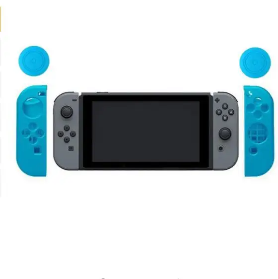 Мягкий защитный чехол JoyCon для геймпада+ накладки для джойстика, колпачки для джойстика, крышка для контроллера Mario NAND Switch NS Joy-Con - Цвет: Blue