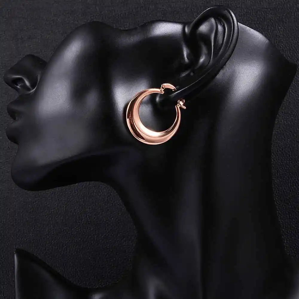 Горячее и новое модное ювелирное изделие милые серьги-кольца для женщин золотой цвет розовый Золотой Циркон полумесяц сережки Brincos