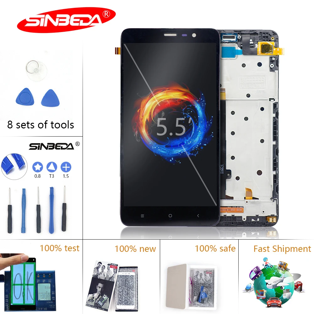 

150mm Original For XIAOMI Redmi Note 3 LCD Display Touch Screen with Frame Digitizer For XIAOMI Redmi Note 3 Display Note3 LCD