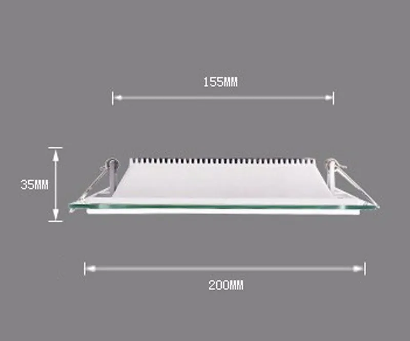 Светодиодный светильник с регулируемой яркостью 6 Вт, 12 Вт, 18 Вт, квадратные стеклянные панельные светильники высокой яркости, Потолочные Встраиваемые лампы SMD5730 AC110V AC220V