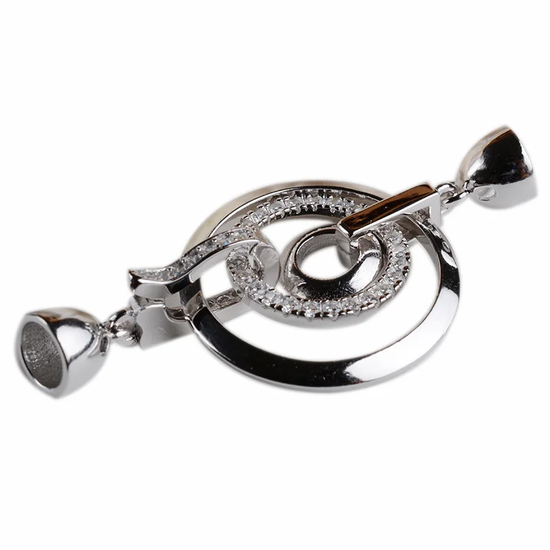 Solid 925 Sterling Silver 3 Circles Push End Cap Clasp for Pearl Beaded Jewelry Rhodium Plated Cubic Zirconias Mounted цена Solid 925 Sterling Silver 3 Circles Push End Cap Clasp for Pearl Beaded Jewelry Rhodium Plated Cubic Zirconias Mounted цены онлайн