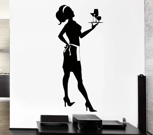 Baru Kedatangan Restoran Dinding Vinyl Decal Kreatif Ibu Rumah Baru Kedatangan Restoran Dinding Vinyl Decal Kreatif Ibu Rumah Tangga Pelayan Gadis Server Mural Wall