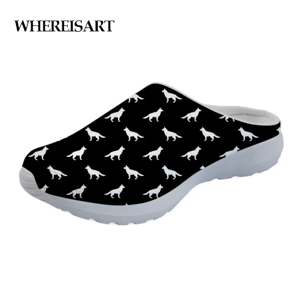 

WHEREISART German shepherd Dog Women Slippers Girls Winter Sandals Casual Breathable Mesh Slip on Shoes Custom Slippers
