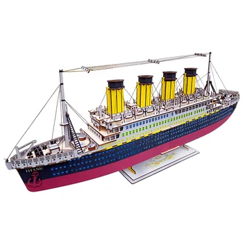 3D Puzzle Wooden Titanic Cruises Model Ship Assembly Model Kits Classical Wood Crafts Ornaments Party Home Room Decoration Gifts assembled ship 14214 color separation model titanic model ship