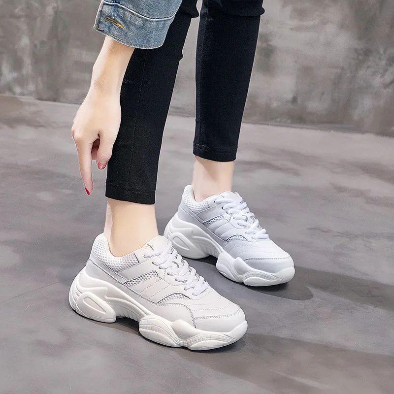 JINBEILEE Sports Shoes Female 2019 Spring New Korean Version of The Wild New Net Red Shoes Thick Bottom Casual Walking Shoes