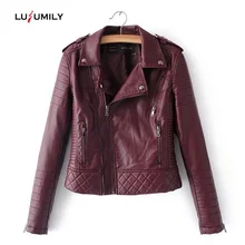 Короткая байкерская куртка Lusumily, женская тонкая куртка из искусственной кожи на молнии, Женская Куртка Jaqueta Couro Rock Cuir Femme Casaco, верхняя одежда
