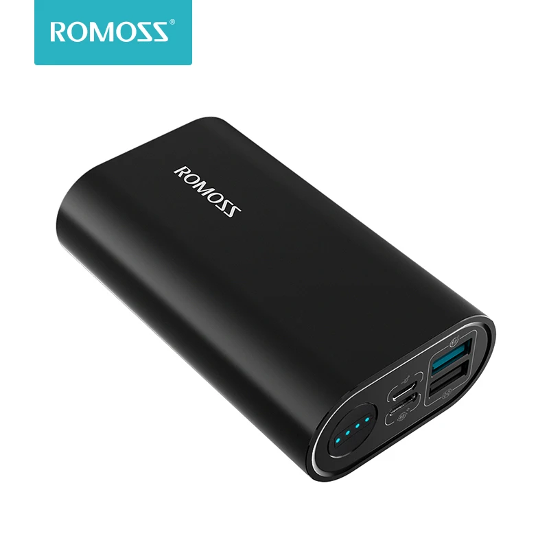 Romoss SE10+ 10000mAh Type-C Power Bank 18W PD Quick Charge 3.0 Portable Charger USB-C Input/Output Battery Pack For iPhone X