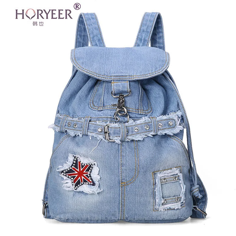 HORYEER kanken backpack classic Women Rivet Backpack denim Backpacks