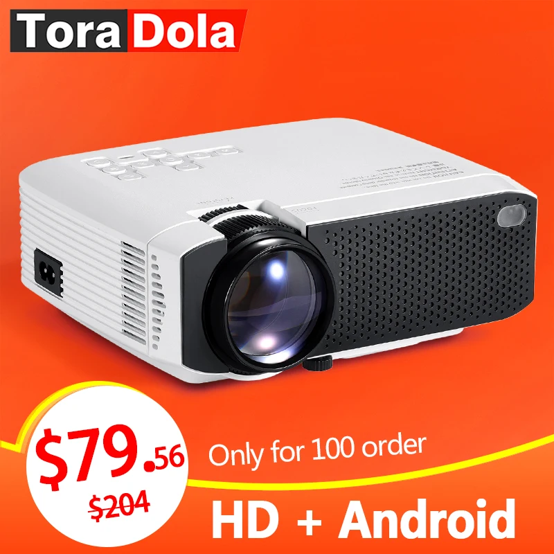 

TORA DOLA LED Projector Android 7.1OS. Best MINI HD Projector. 1280x720 Resolution Home Cinema, 1080P Beamer WIFI TD01