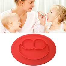 1 unids Bebé de Silicona Mantel Tamaño Mini Sonrisa Dividido Placas Plato Tazón Manteles Comedor Niños Juegos de Vajilla de Silicona de Calidad Alimentaria