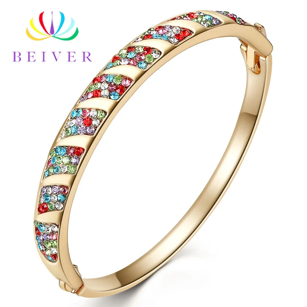 Beiver 3 цвета Новое поступление модный браслет для женщин Супер Блестящий Кристалл Свадебные украшения - Окраска металла: Colorful