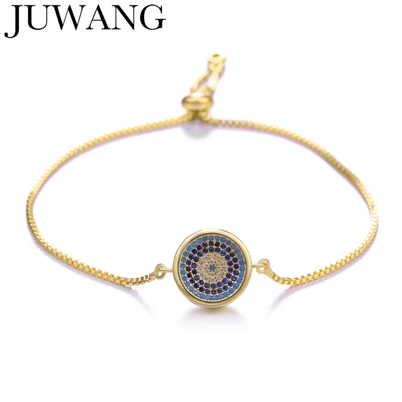 

Turkish Blue Crystal Evil Eye Bracelets CZ New Design Gold Chain Bracelet Adjustable for Women Female Party Jewelry