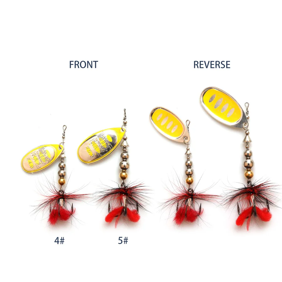 W. P. E Фирменная новинка, ложка, приманка, 1 шт., 4#/5#, Спиннер, приманка для окуня, рыбы, твердая приманка, латунь, плавающая приманка, перо с тройными крючками, воблеры, снасти - Color: 02