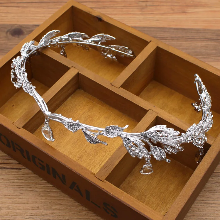Crown famous brand 3 pieces Headwear + earrings + necklace bride  Crystal Crown headdress jewelry sets Korean wedding girlfriend gift (4)