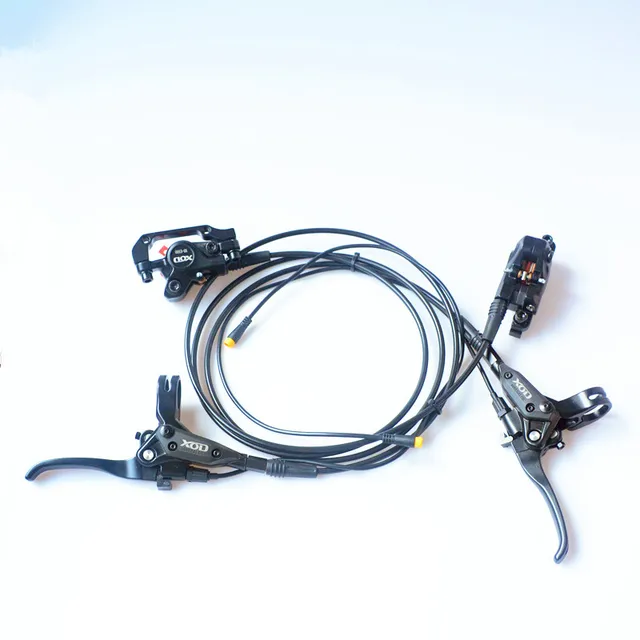 Hydraulisches 4-Kolben E-Bike Scheibenbremsen-Set – Für Bafang Mittelmotor BBS01/BBS02, Mit 3-poligem Wasserdichtem Kabel, Vorne/hinten