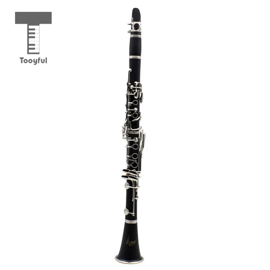 Tooyful Portable Professional Exquisite Black Black 17 Key B Clarinet with Box Set Orchestral Musical Instrument Gift 67cm