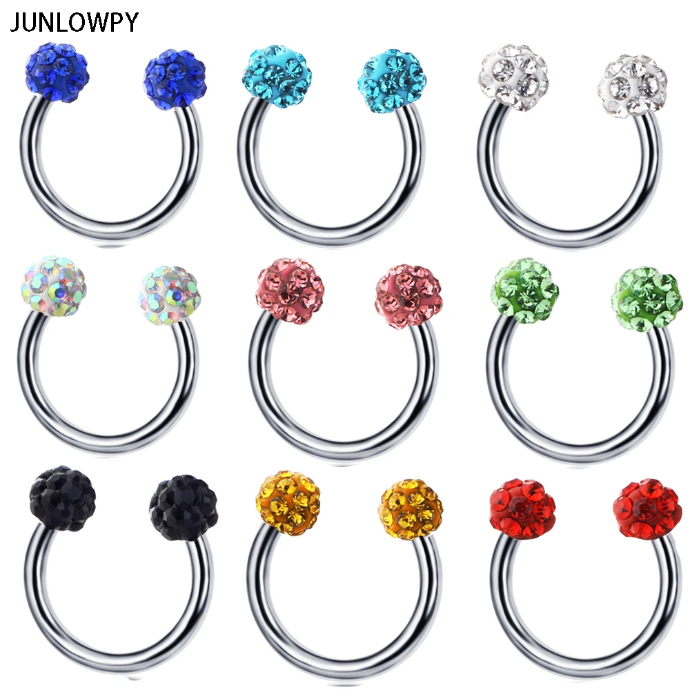 Junlowpy 1pcs Surgical Steel Ear Piercing Crystal Ball Ear Cartilage