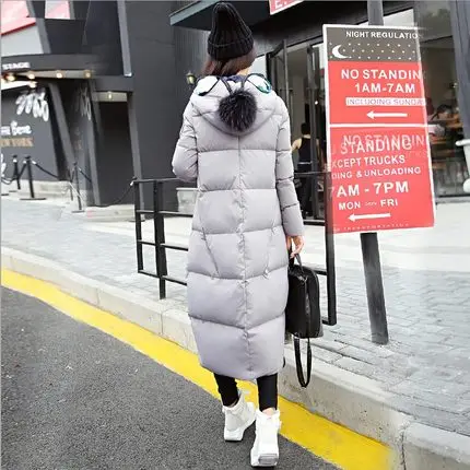 Зимняя женская куртка с хлопковой подкладкой, элегантное женское зимнее пальто и куртки с широкой талией и капюшоном GQ566 - Цвет: Light Grey