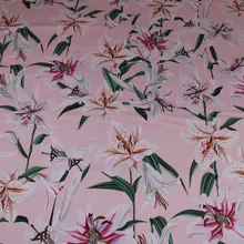 145 см ширина лилии печати розовый полиэстер ткань шармёз(тонкий атлас) для женщин летнее платье пижамы рубашка брюки шитье DIY-BF068