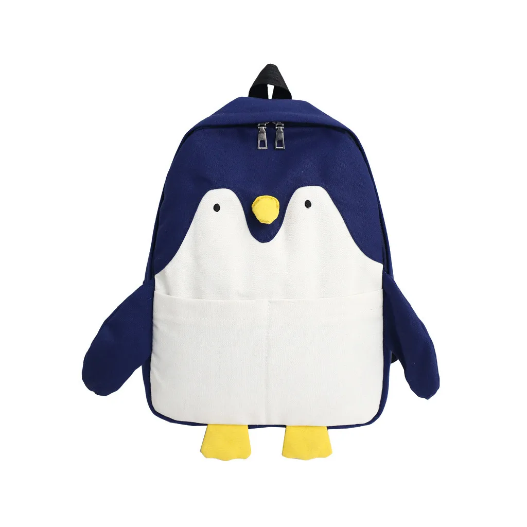 

Backpack Canvas Unisex Travel Bags College Bag Big Capacity Versatile Fashion Penguin Pattern Cute Causal Mochila