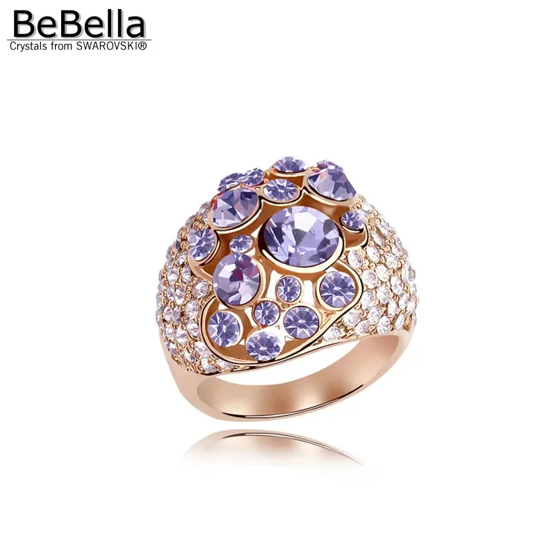 Кольцо с кристаллом BeBella позолоченное кольцо австрийскими кристаллами Swarovski для