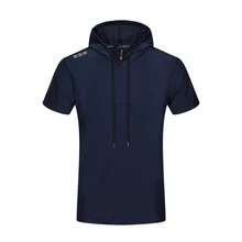 Мужская спортивная футболка с короткими рукавами для бега, облегающая фитнес-футбол, светоотражающий спортивный топ для тренировок, бега, куртки с капюшоном