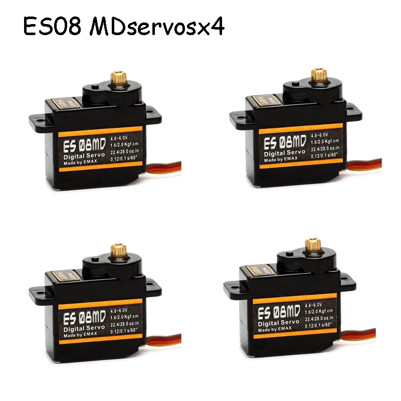 4pcs EMAX ES08MD II Metal GEAR Digital Servo up sg90 ES08A ES08MA MG90S