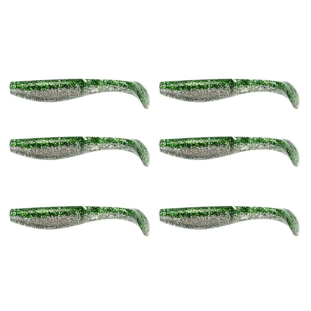 6pcs Swimbaits Minnow/Shad Paddle Tail Worms Soft Fishing Lures Baits for Saltwater and Freshwater Bass Trout Walleye Lure