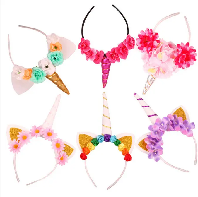 1PC Glitter Metallic Unicorn Headband,For Girls And Kids 2017 DIY Felt