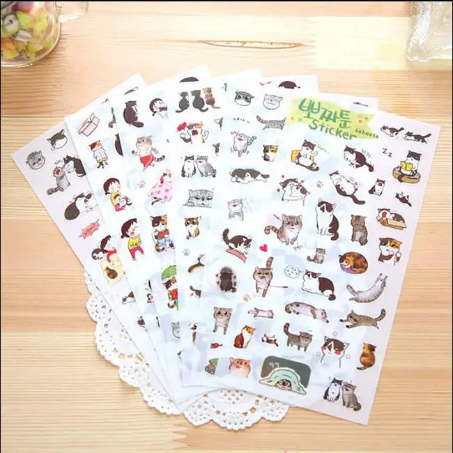 

6 Sheets/set Gudetama sticker Japanese Cat pvc stickers for diary book laptop scrapbooking Kawaii Stationery School supplies
