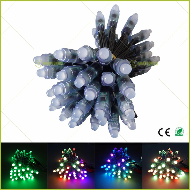 100 шт. DC5V/DC12V WS2811 IC 12mmRGB светодиодный модуль черный провод светильник цифровой
