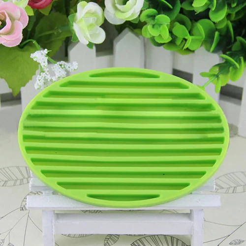 Сушка ванной креативный силиконовый гибкий держатель для туалетного мыла, мыльница для ванной - Цвет: Зеленый