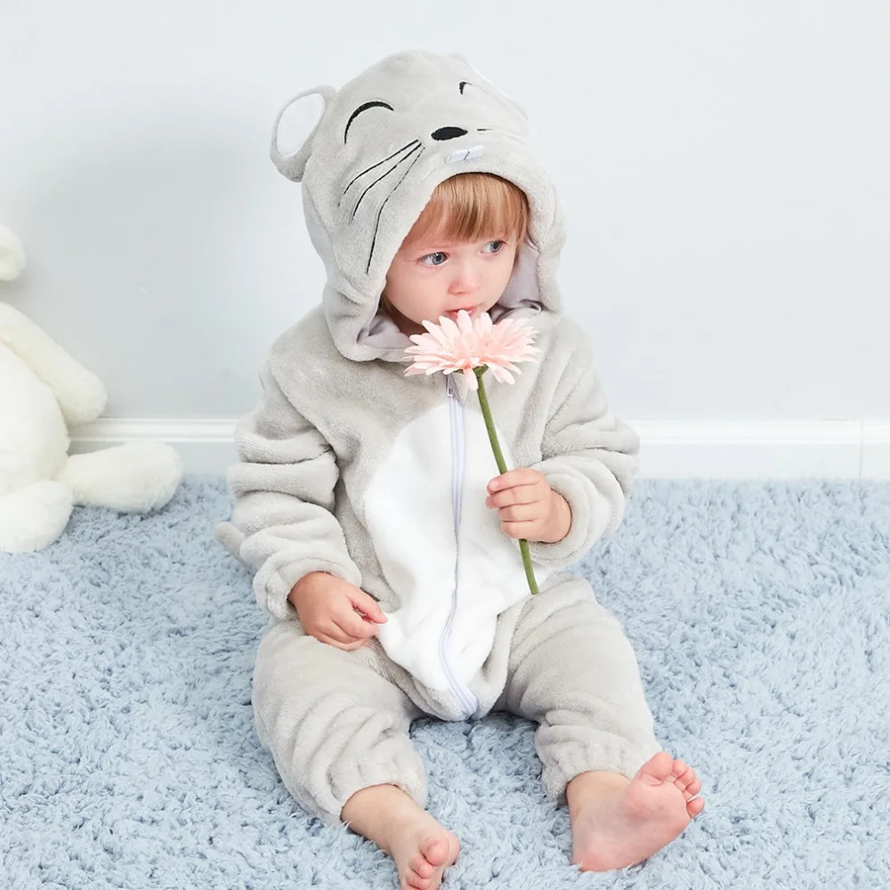 

2019 Baby Boy Clothes Winter Boys Rompers mouse Overall with Zippers Cute Animal Hooded Jumpsuit Costume Roupa de bebe Inviernos