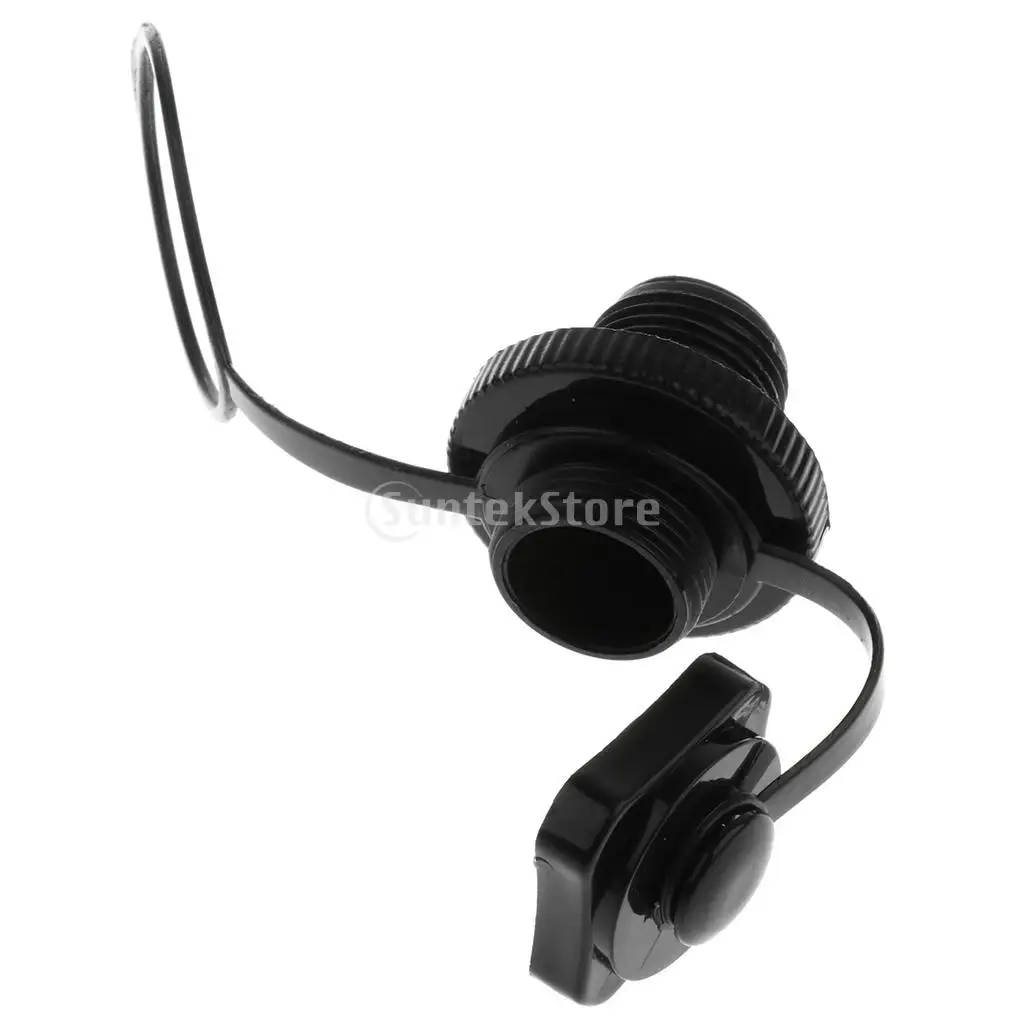 2 Pieces Durable Plastic Air Valve Caps Replacement Screw For Fishing Boats Inflatable Boat Raft Airbed Outdoor - Black