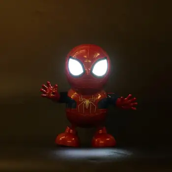 

CUTE Dancing Spider-Man superhero New Electric Dancing Children's Educational LED Toys Walking Robot Halloween Best Gift toy