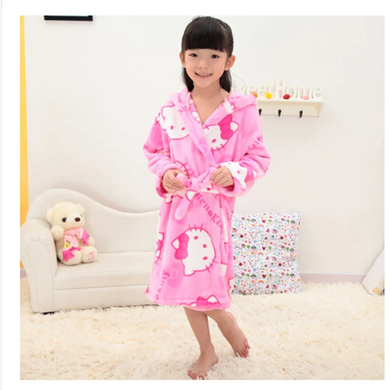 Hot Bath Robe Kids Girls For Bath Robe Hooded Robe Baby Children Coral