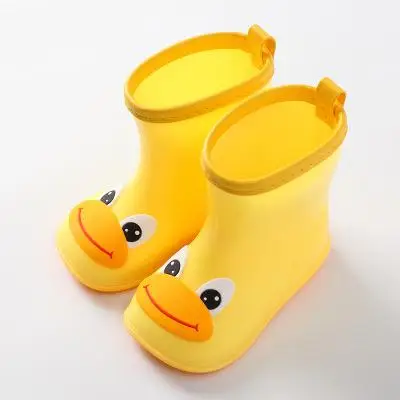 Резиновые сапоги детские для мальчиков и девочек сапоги от дождя из ПВХ водонепроницаемая обувь детская мультяшная обувь водонепроницаемые резиновые сапоги всесезонные съемные - Цвет: Yellow