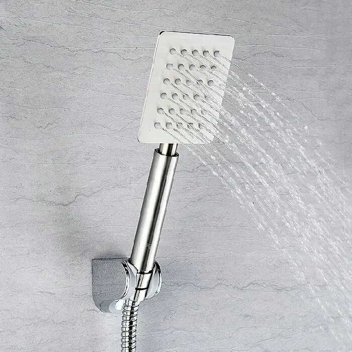 

Square Bathroom Shower Head Pressurized Handheld Efficient Water Saving Hand Shower Head Stainless Steel ultra-thin