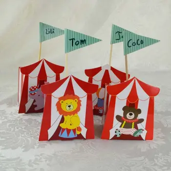

New 10PCS Cute animal DIY Cartoon Circus Theme Party Candy Box For Kids Birthday Party Baby Shower Decoration Gift Box Supplies
