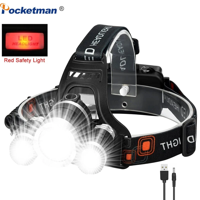 

Portable T6 LED Headlamp Headlight Flashlight Head Lamp LED Torch Light for Outdoor Camping Fishing With USB Charger