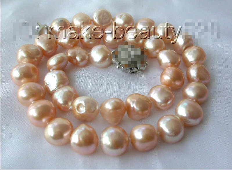 

stunning big 12mm baroque pink freshwater cultured pearl necklace s674^^^@^Noble style Natural Fine jewe FREE SHIPPING